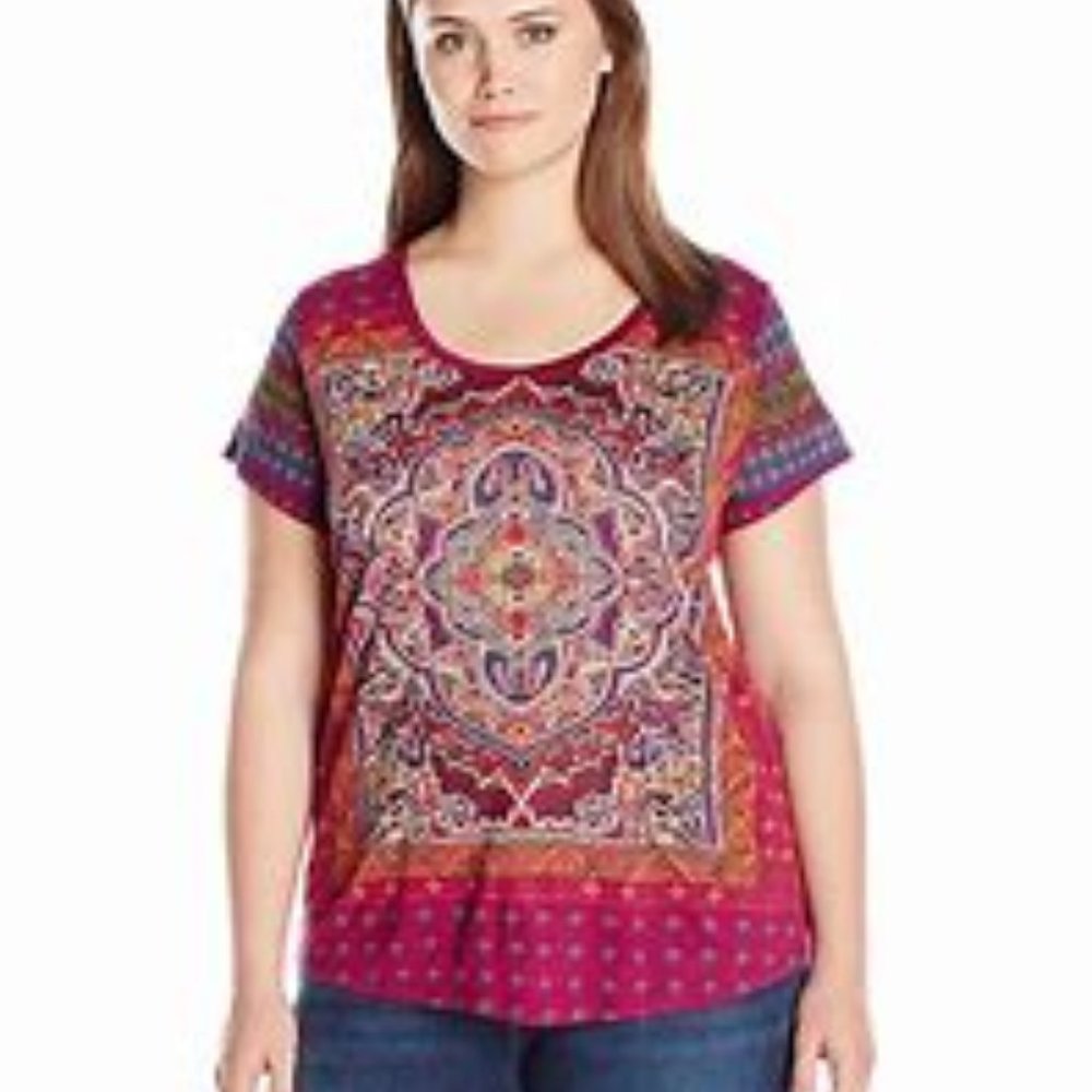 Lucky Brand Persian Tee -Burgandy- NWT - Picture 5 of 8